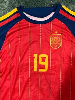 Spain National Team Red Soccer Jersey with Yellow Details Laminr Yamal